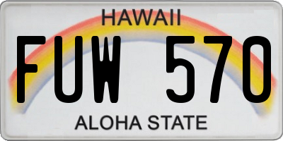 HI license plate FUW570
