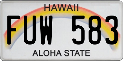 HI license plate FUW583