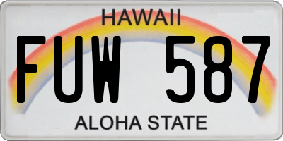 HI license plate FUW587