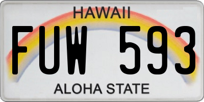 HI license plate FUW593