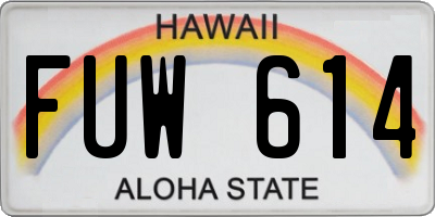 HI license plate FUW614