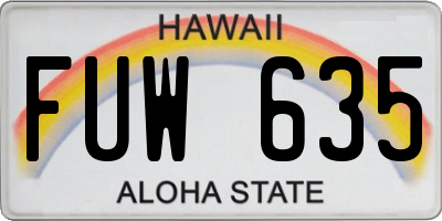 HI license plate FUW635