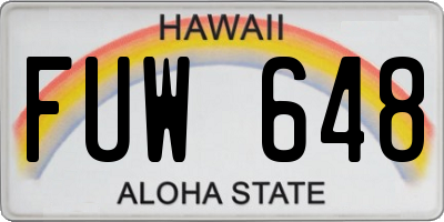 HI license plate FUW648