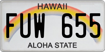 HI license plate FUW655