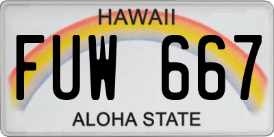 HI license plate FUW667