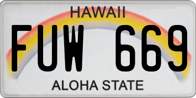 HI license plate FUW669