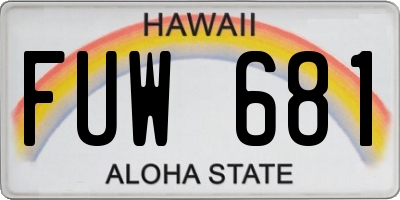 HI license plate FUW681