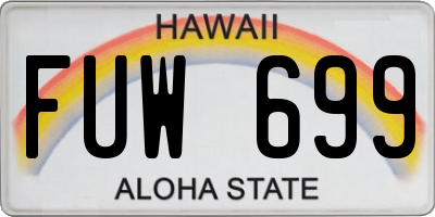 HI license plate FUW699