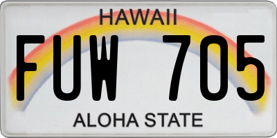 HI license plate FUW705