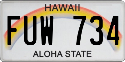 HI license plate FUW734
