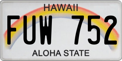HI license plate FUW752