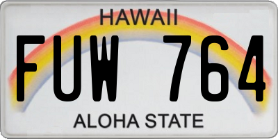 HI license plate FUW764