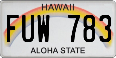 HI license plate FUW783