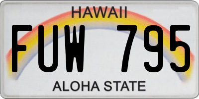 HI license plate FUW795
