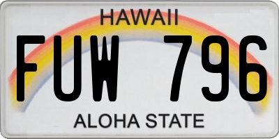 HI license plate FUW796