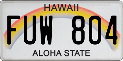 HI license plate FUW804