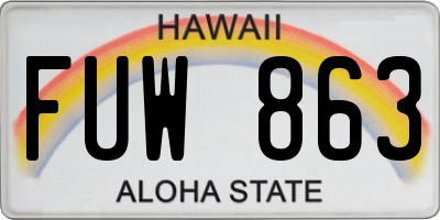 HI license plate FUW863