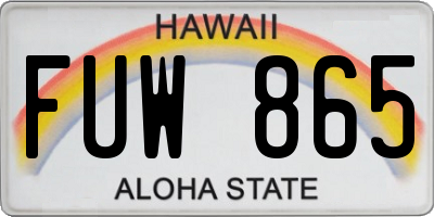 HI license plate FUW865