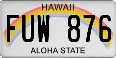HI license plate FUW876
