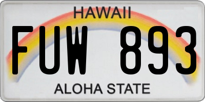 HI license plate FUW893