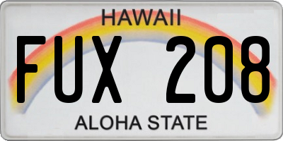 HI license plate FUX208
