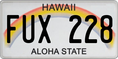 HI license plate FUX228