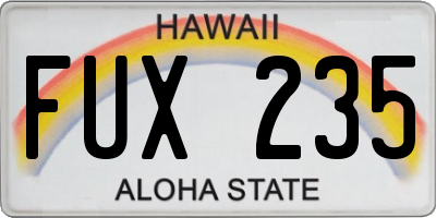 HI license plate FUX235