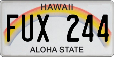 HI license plate FUX244
