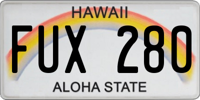 HI license plate FUX280