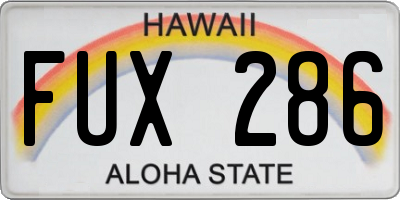 HI license plate FUX286