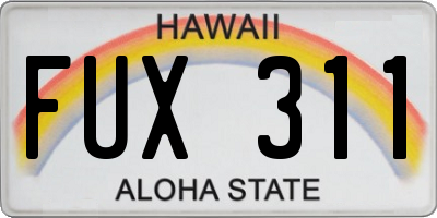 HI license plate FUX311