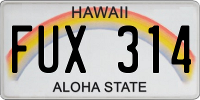 HI license plate FUX314