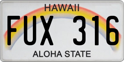 HI license plate FUX316
