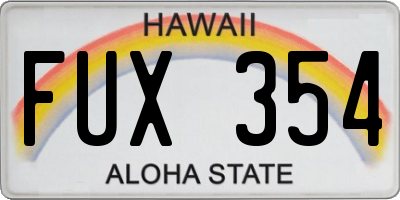 HI license plate FUX354