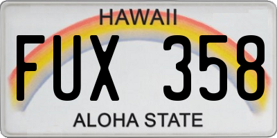HI license plate FUX358