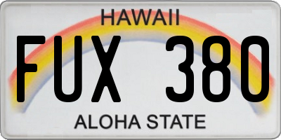 HI license plate FUX380