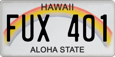 HI license plate FUX401