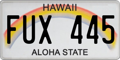 HI license plate FUX445