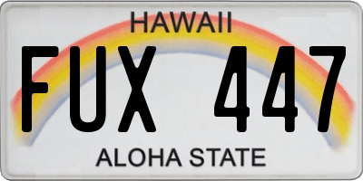 HI license plate FUX447