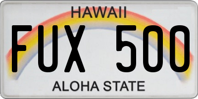 HI license plate FUX500