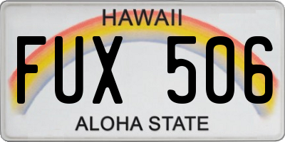 HI license plate FUX506