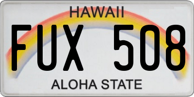 HI license plate FUX508