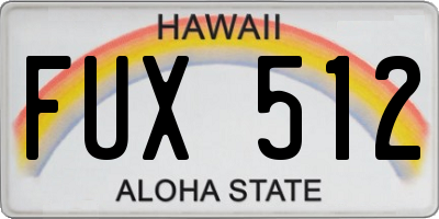 HI license plate FUX512