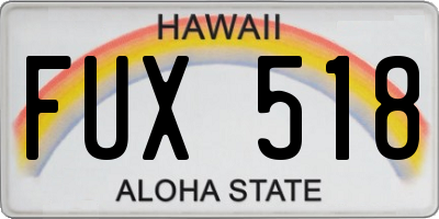 HI license plate FUX518