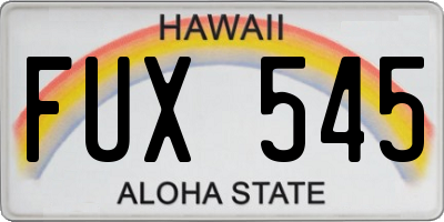 HI license plate FUX545