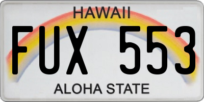 HI license plate FUX553