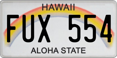 HI license plate FUX554
