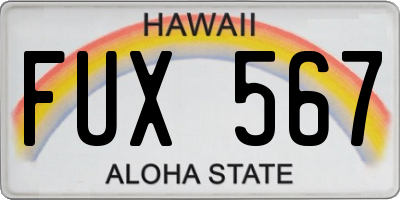 HI license plate FUX567