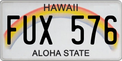 HI license plate FUX576