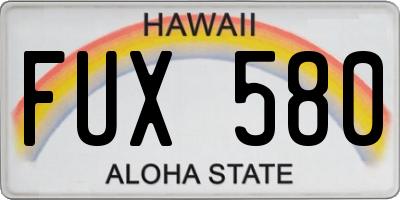 HI license plate FUX580